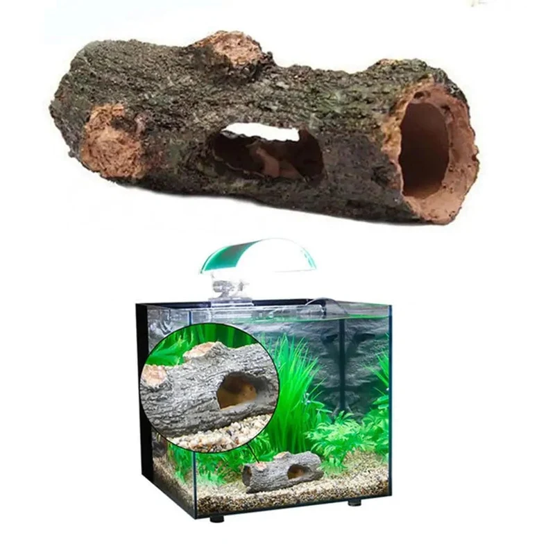 Aquarium Hohlbaum Tunnel Höhle Ornament Fisch Garnelen Schildkröte Versteck Unterschlupf Aquarium Dekorationen Goldfischglas Zubehör