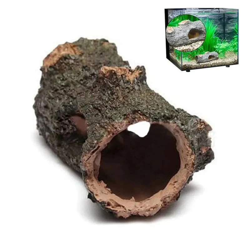 Aquarium Hohlbaum Tunnel Höhle Ornament Fisch Garnelen Schildkröte Versteck Unterschlupf Aquarium Dekorationen Goldfischglas Zubehör
