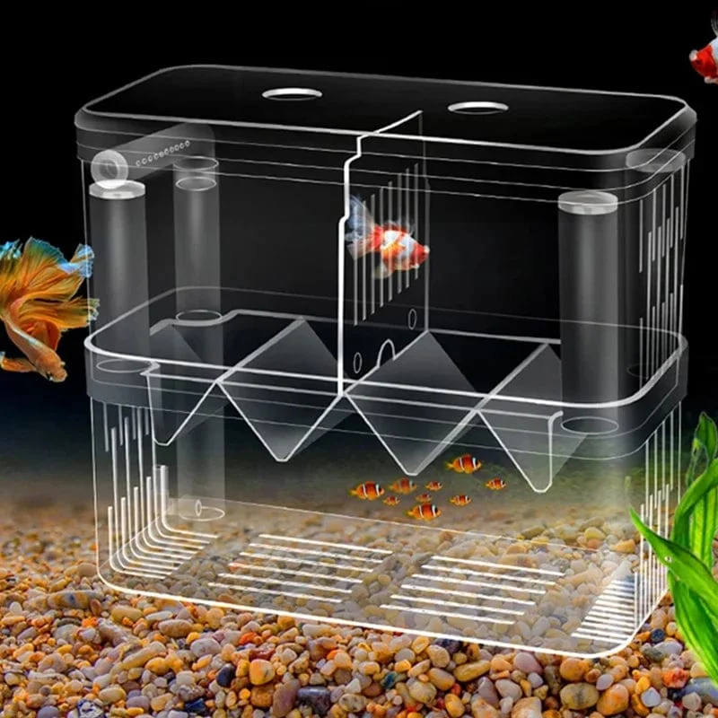 S/L/XL Aquarium Acryl Doppeldeck Klare Fischzucht Isolationsbox Aquarium Züchter Fisch Brüterei Teiler Garnelenfische Verletzt