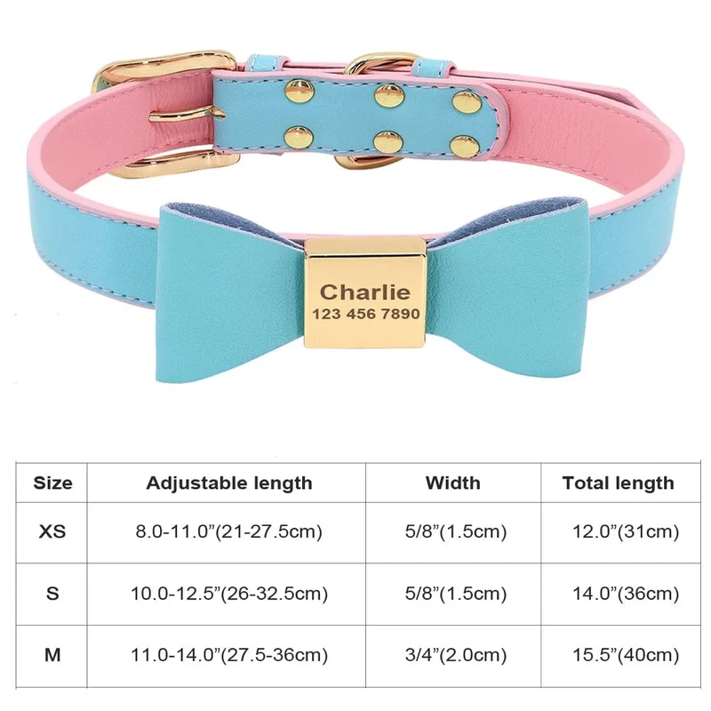 Personalisiertes Hunde-/Katzenhalsband, verstellbar, Katzenhalsbänder mit Kristallen, Anti-Verlust-Leder, Welpen-/Katzenhalskette, Fliege, Strass-Accessoires
