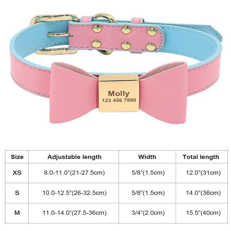 Personalisiertes Hunde-/Katzenhalsband, verstellbar, Katzenhalsbänder mit Kristallen, Anti-Verlust-Leder, Welpen-/Katzenhalskette, Fliege, Strass-Accessoires