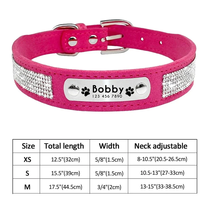 Personalisiertes Hunde-/Katzenhalsband, verstellbar, Katzenhalsbänder mit Kristallen, Anti-Verlust-Leder, Welpen-/Katzenhalskette, Fliege, Strass-Accessoires