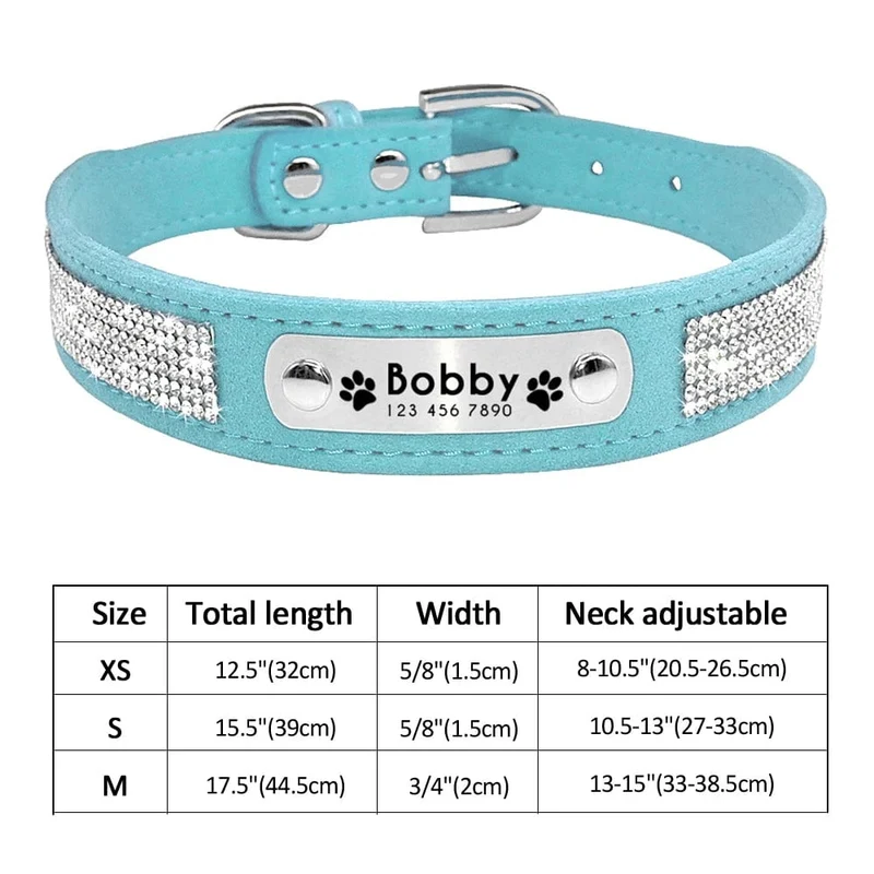 Personalisiertes Hunde-/Katzenhalsband, verstellbar, Katzenhalsbänder mit Kristallen, Anti-Verlust-Leder, Welpen-/Katzenhalskette, Fliege, Strass-Accessoires
