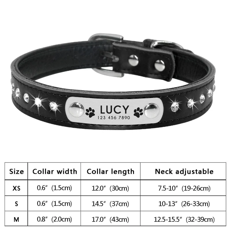 Personalisiertes Hunde-/Katzenhalsband, verstellbar, Katzenhalsbänder mit Kristallen, Anti-Verlust-Leder, Welpen-/Katzenhalskette, Fliege, Strass-Accessoires