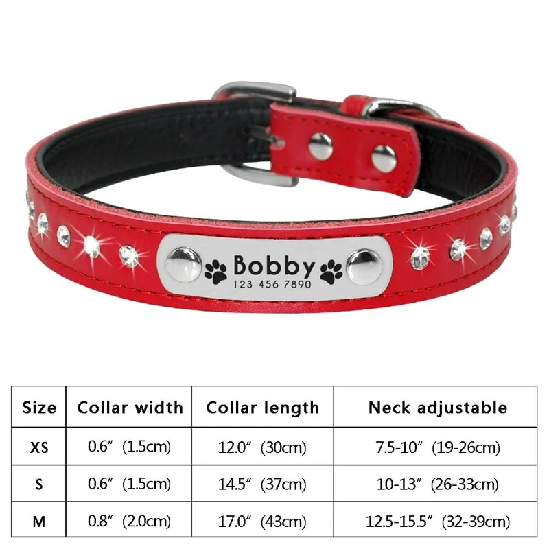 Personalisiertes Hunde-/Katzenhalsband, verstellbar, Katzenhalsbänder mit Kristallen, Anti-Verlust-Leder, Welpen-/Katzenhalskette, Fliege, Strass-Accessoires