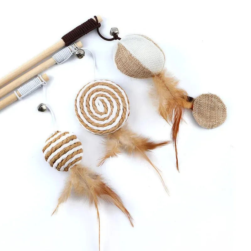 1PC Teaser Feder Spielzeug Kätzchen Lustige Bunte Stange Katze Zauberstab Spielzeug Holz Haustier Katze Spielzeug Interaktive Stick Haustier Katze liefert