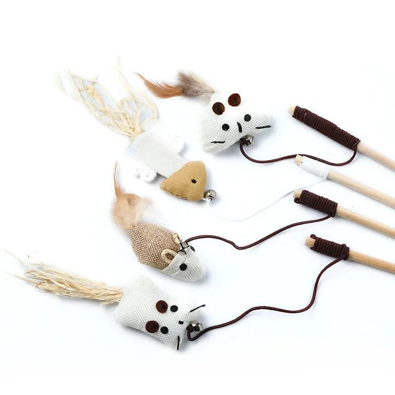 1PC Teaser Feder Spielzeug Kätzchen Lustige Bunte Stange Katze Zauberstab Spielzeug Holz Haustier Katze Spielzeug Interaktive Stick Haustier Katze liefert