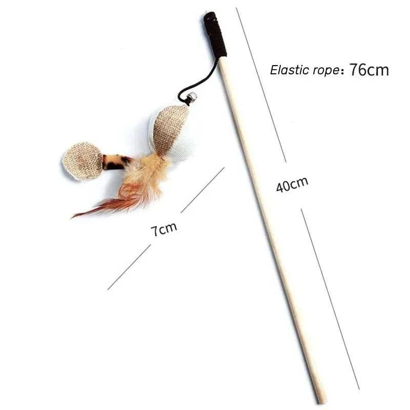 1PC Teaser Feder Spielzeug Kätzchen Lustige Bunte Stange Katze Zauberstab Spielzeug Holz Haustier Katze Spielzeug Interaktive Stick Haustier Katze liefert