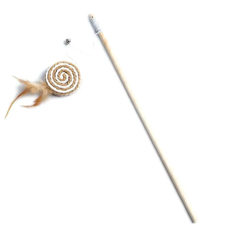 1PC Teaser Feder Spielzeug Kätzchen Lustige Bunte Stange Katze Zauberstab Spielzeug Holz Haustier Katze Spielzeug Interaktive Stick Haustier Katze liefert