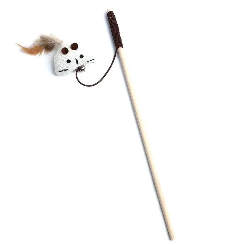 1PC Teaser Feder Spielzeug Kätzchen Lustige Bunte Stange Katze Zauberstab Spielzeug Holz Haustier Katze Spielzeug Interaktive Stick Haustier Katze liefert