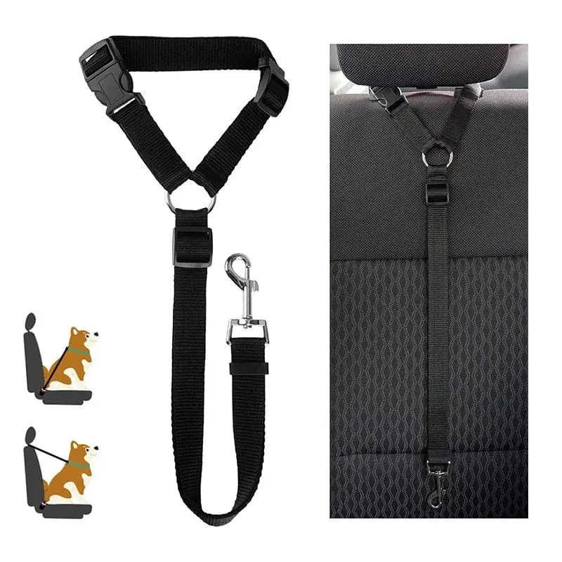 2-in-1-Hundegeschirr aus Nylon, verstellbar, Halsband, Hundezubehör, Sicherheitsgurt fürs Auto, Leine, Rücksitzgurt