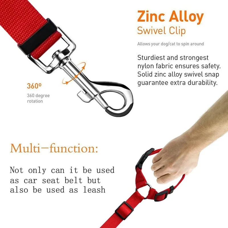 2-in-1-Hundegeschirr aus Nylon, verstellbar, Halsband, Hundezubehör, Sicherheitsgurt fürs Auto, Leine, Rücksitzgurt