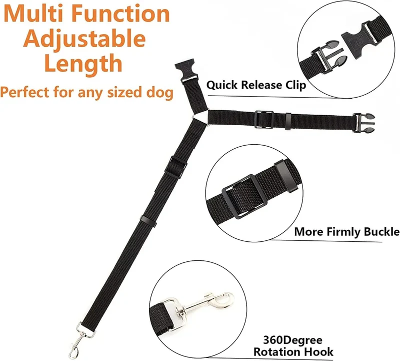 2-in-1-Hundegeschirr aus Nylon, verstellbar, Halsband, Hundezubehör, Sicherheitsgurt fürs Auto, Leine, Rücksitzgurt