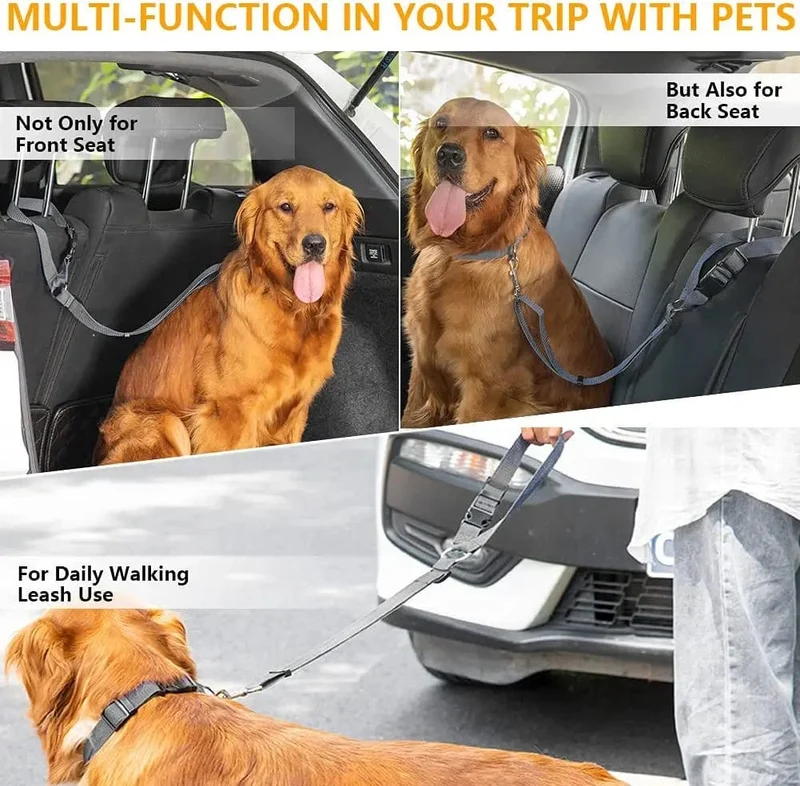 2-in-1-Hundegeschirr aus Nylon, verstellbar, Halsband, Hundezubehör, Sicherheitsgurt fürs Auto, Leine, Rücksitzgurt