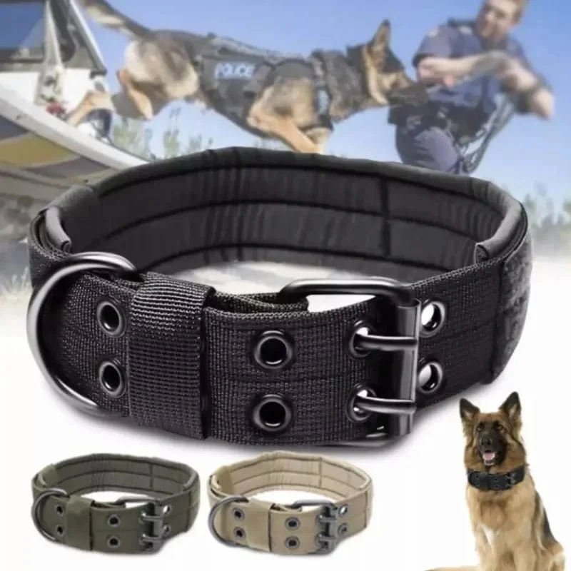 Verstellbares Hundehalsband, klassisch, reflektierend, für Training, Militär-Hundehalsband, Nylon, strapazierfähig, taktisches Hundehalsband, Deutscher Schäferhund