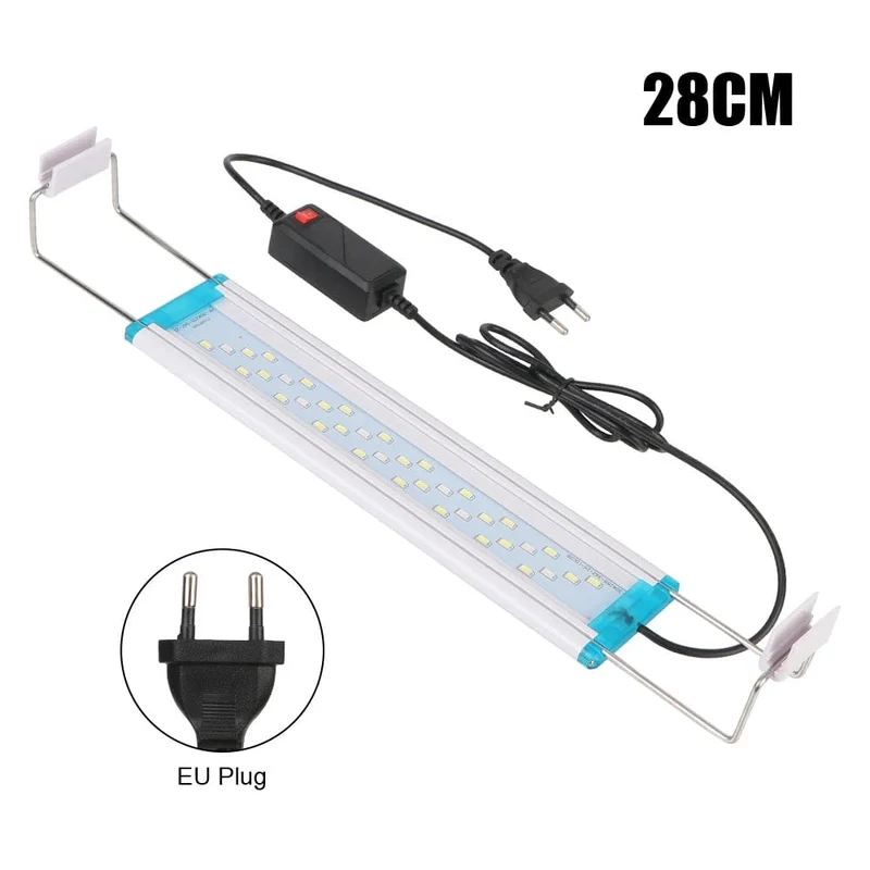 Aquarium LED-Licht EU/US-Stecker Aquarium Wasserpflanze wachsen Beleuchtung 28/48 cm weiß blau Clip-Lampe