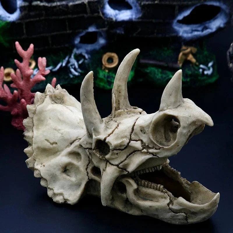 Tiere Schädel Aquarium Fossil Dinosaurier Ornamente Aquarium Nashorn Knochen Dekoration Goldfischglas Krokodil Qualle Karpfen Schildkröte