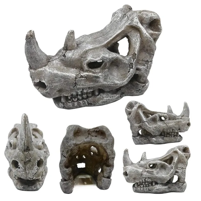 Tiere Schädel Aquarium Fossil Dinosaurier Ornamente Aquarium Nashorn Knochen Dekoration Goldfischglas Krokodil Qualle Karpfen Schildkröte