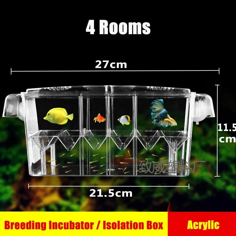 Aquarium-Zucht-Inkubator-Isolationsbox, doppelschichtig, 4 Räume, transparentes Acryl, selbstschwimmende Fischbrüterei-Box, Fischtank