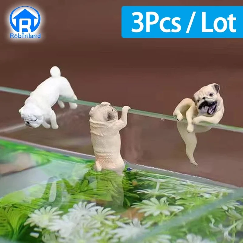 1-3 Stücke Mini Cartoon Hund Ornament Harz Figurine DIY Handwerk Statue für Aquarium Fischglas Aquarium Zubehör Hause Dekoration