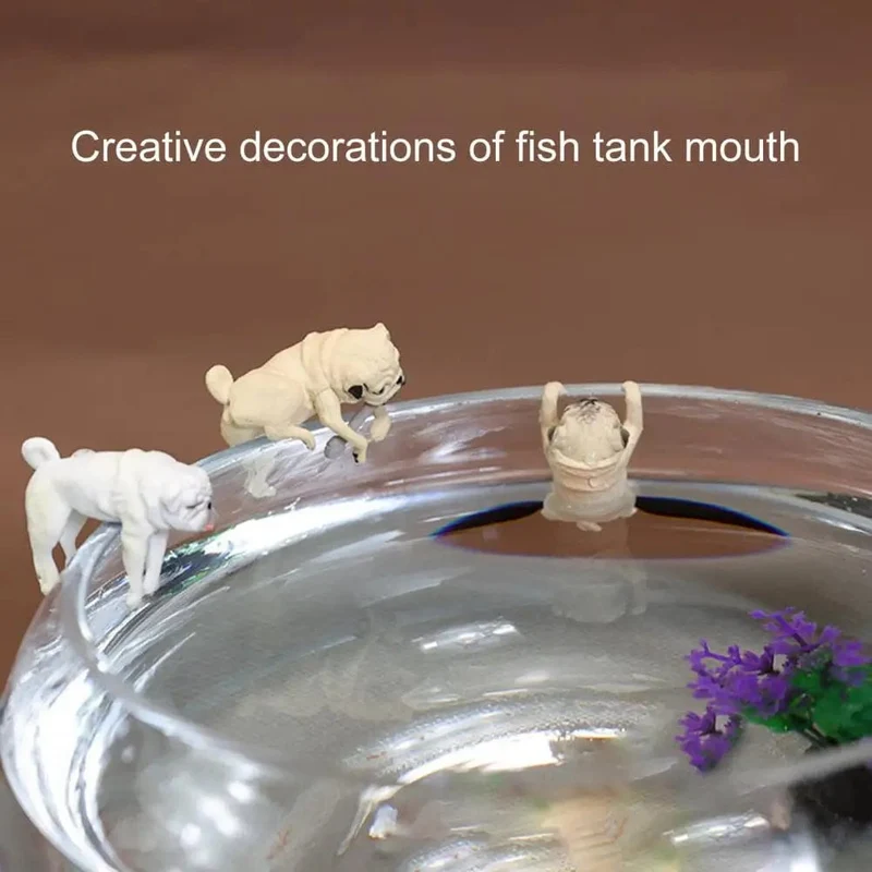1-3 Stücke Mini Cartoon Hund Ornament Harz Figurine DIY Handwerk Statue für Aquarium Fischglas Aquarium Zubehör Hause Dekoration
