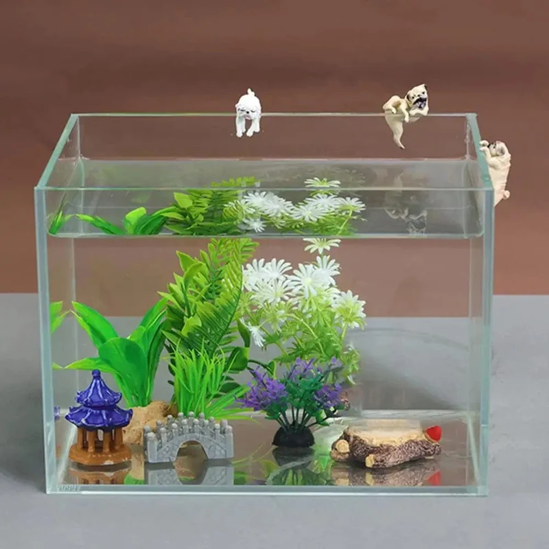1-3 Stücke Mini Cartoon Hund Ornament Harz Figurine DIY Handwerk Statue für Aquarium Fischglas Aquarium Zubehör Hause Dekoration