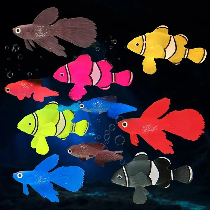 Leuchtende künstliche Simulation Goldfisch Silikon schwimmende gefälschte Fische für Aquarium Aquarium Dekoration Fischglas Ornamente Dekor