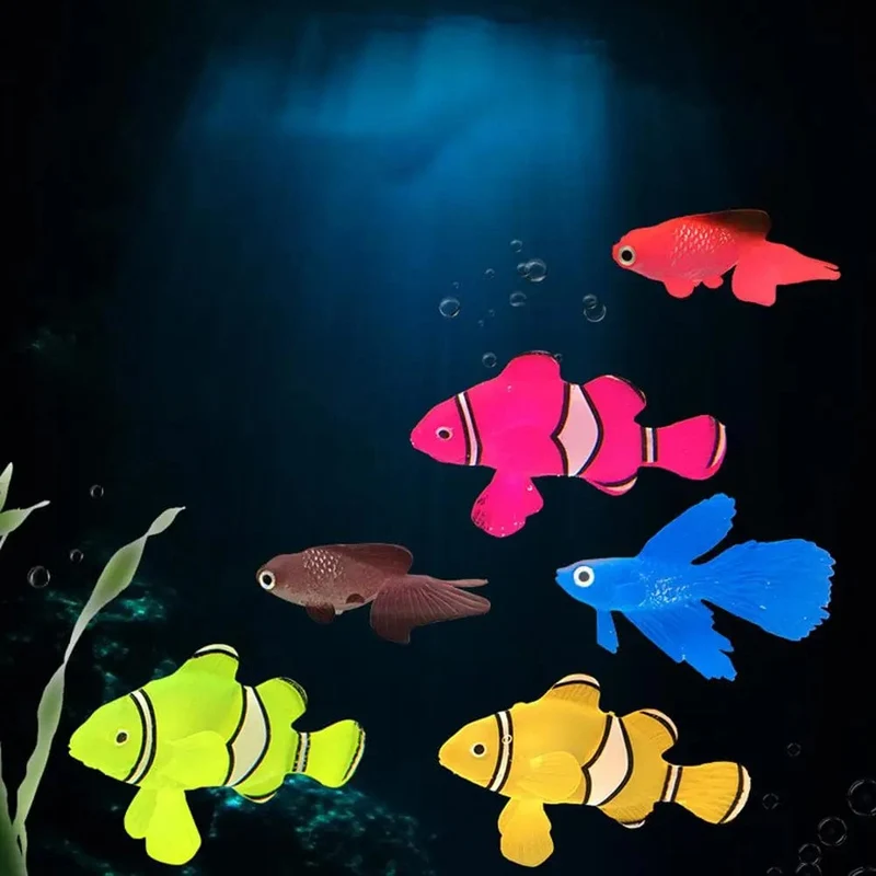 Leuchtende künstliche Simulation Goldfisch Silikon schwimmende gefälschte Fische für Aquarium Aquarium Dekoration Fischglas Ornamente Dekor