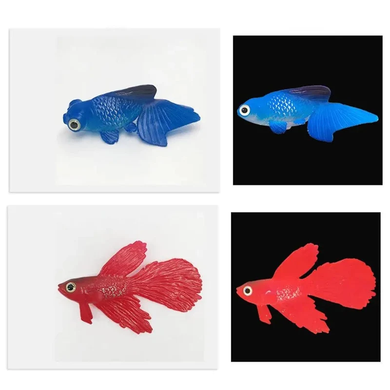 Leuchtende künstliche Simulation Goldfisch Silikon schwimmende gefälschte Fische für Aquarium Aquarium Dekoration Fischglas Ornamente Dekor