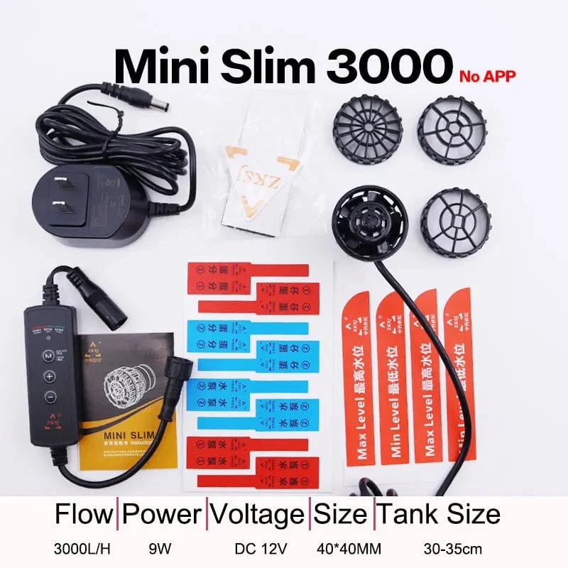 ZKSJ Dritte Generation Mini Slim 2000 Mini-Aquarium-Wellenmacher-Umwälzpumpe, 3 Wellenmuster, kein Steuerprogramm