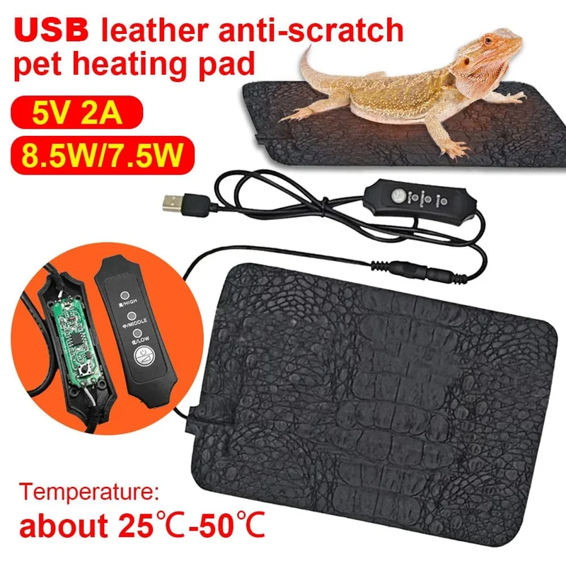 Haustier-Heizkissen, Terrarium, Reptilien, Heizmatte, USB-Heizdecke, Heizung, warmes Pad, einstellbarer Temperaturregler, Inkubatormatte