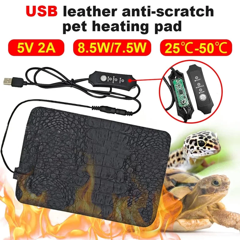 Haustier-Heizkissen, Terrarium, Reptilien, Heizmatte, USB-Heizdecke, Heizung, warmes Pad, einstellbarer Temperaturregler, Inkubatormatte