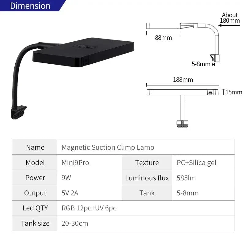 WEEK AQUA USB-Aquarienlicht, Pflanzenwachstum, Vollspektrum-LED-Ökologie, Mikrolandschaftslicht, Nano-Aquarienlicht
