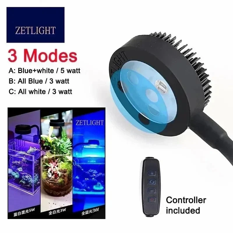 Zetlight LED-Lampe M1 LED-Vollspektrum-Nano-LED- und Pflanzenlicht für kleine Aquarien, Meerwasser, Salzwasser, Meereskorallenriffe