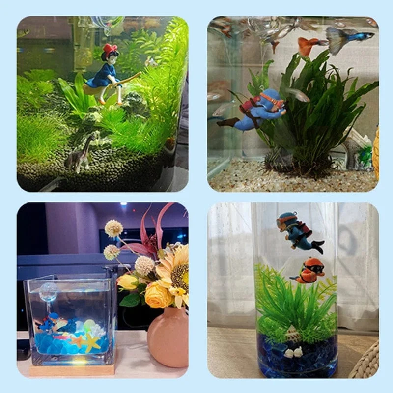 Aquarium-Dekoration, leuchtend grün, Mini-Schwimmtaucher, Aquarium-Ornamente, kleine schwimmende Kugel, Aquarium-Zubehör