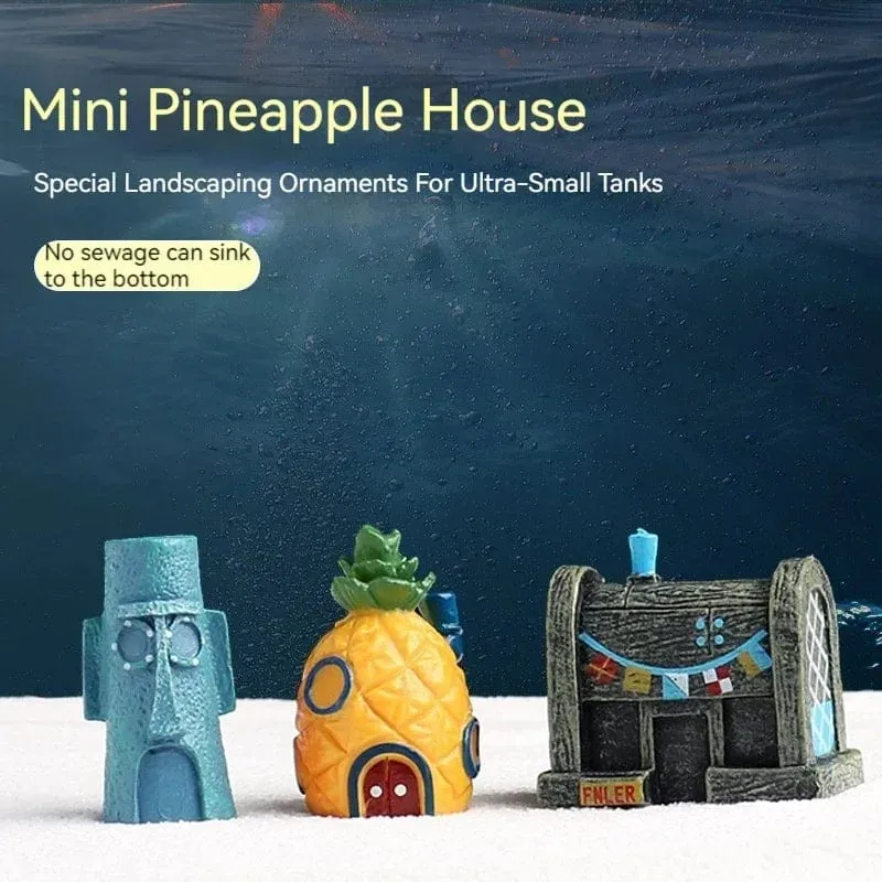 MINI Aquarium Aquarium Landschaftsbau Dekoration Landschaft Cartoon Ananas Haus Harz Ornamente Schwimmende Hause Ornamente