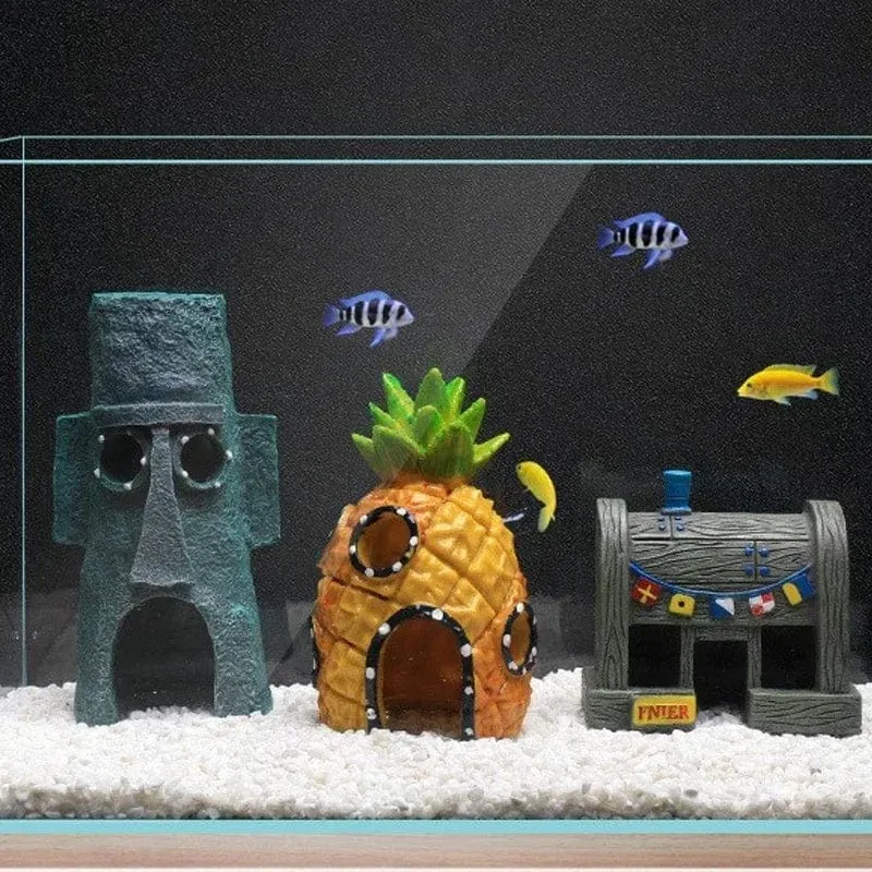 MINI Aquarium Aquarium Landschaftsbau Dekoration Landschaft Cartoon Ananas Haus Harz Ornamente Schwimmende Hause Ornamente