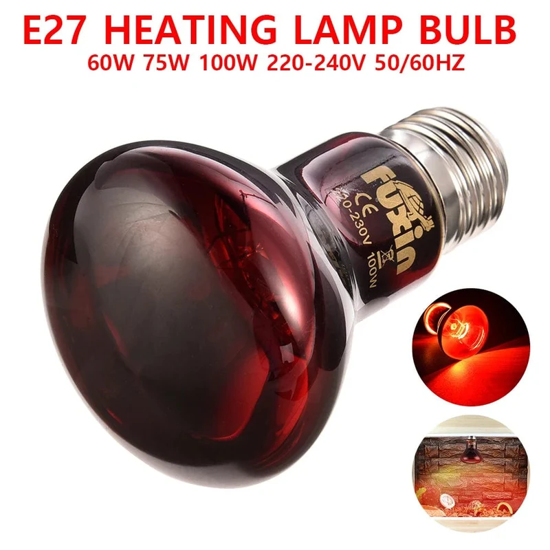 Haustier Rote Heizlampe E27 Tag Nacht für Amphibienschlange Lampe Wärme Reptilienlampe UV-Licht 25W 50W 100W AC220-240V
