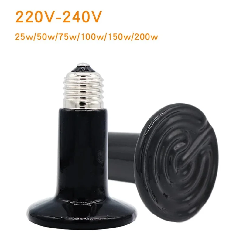 Ferninfrarot-Heizlampe für Haustiere, Keramik, 220 V, für Reptilien, Schildkröten, Brutapparat, Wärmestrahler, Glühbirne, 25 W, 50 W, 75 W, 100 W, 150 W, 200 W