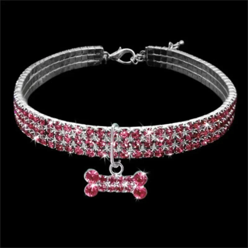 Hundehalsband Strass Schmuck Chihuahua Kristall Schmuck verstellbar gravierter Text Hundehalsband
