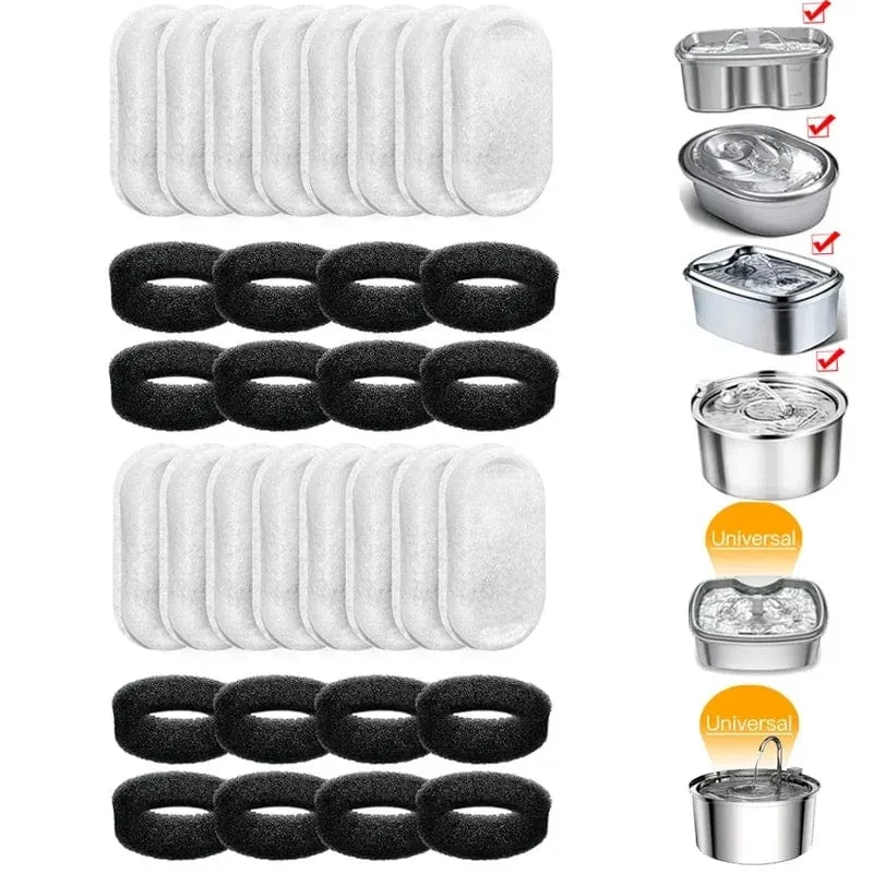 16 Sets Katzentrinkbrunnenfilter für 108Oz/3.2L und 67Oz/2L einstellbaren Wasserdurchfluss Haustiertrinkbrunnen Katzentrinkbrunnen Zubehör