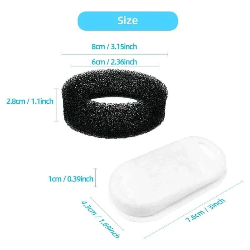 16 Sets Katzentrinkbrunnenfilter für 108Oz/3.2L und 67Oz/2L einstellbaren Wasserdurchfluss Haustiertrinkbrunnen Katzentrinkbrunnen Zubehör
