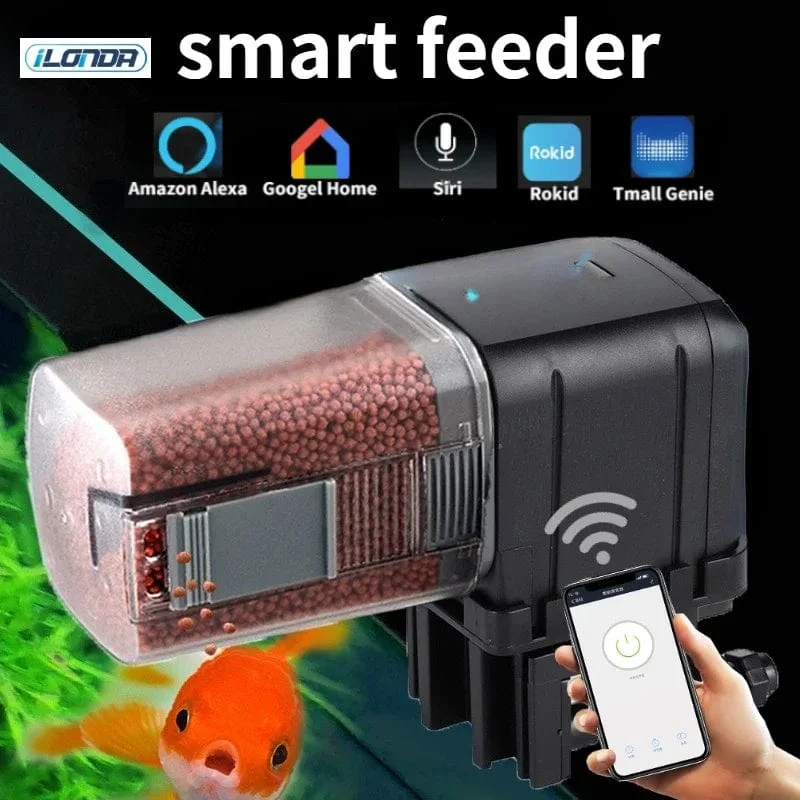 Automatisches Aquarium Feeder Timing/Wifi Wireless Smartphone App Intelligenter Lautsprecher Sprachfernbedienung Fischfütterung