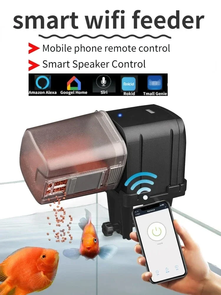 Automatisches Aquarium Feeder Timing/Wifi Wireless Smartphone App Intelligenter Lautsprecher Sprachfernbedienung Fischfütterung