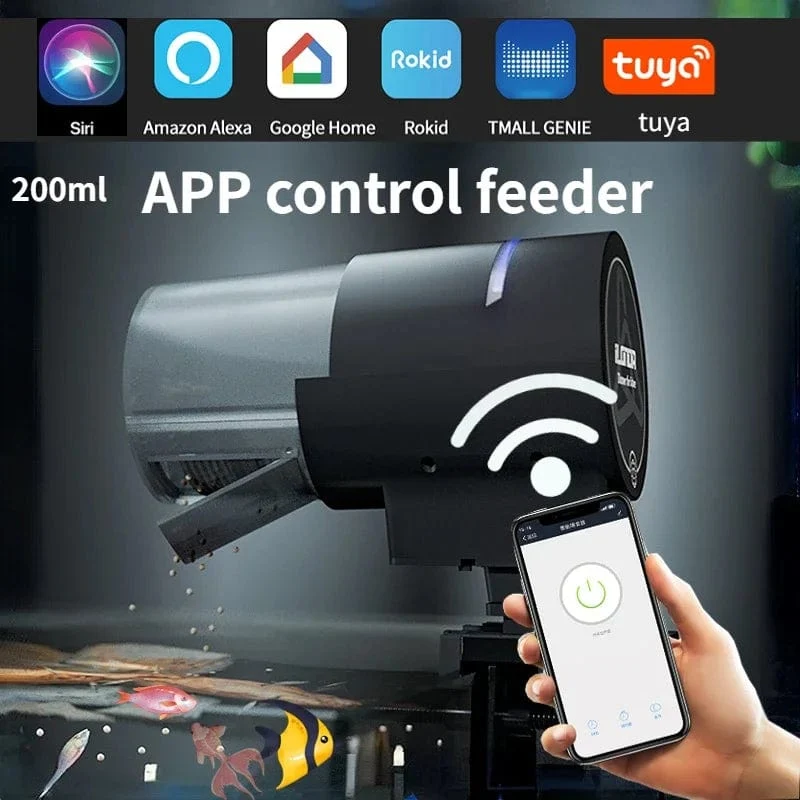 Automatisches Aquarium Feeder Timing/Wifi Wireless Smartphone App Intelligenter Lautsprecher Sprachfernbedienung Fischfütterung