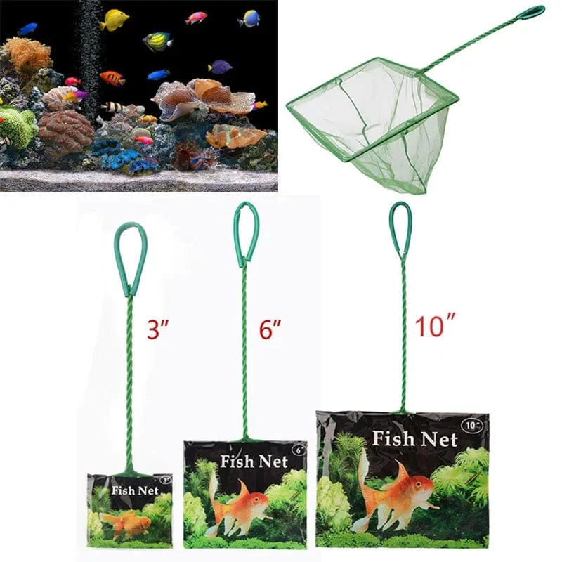 Tragbares Fischnetz mit langem Griff, quadratisches Aquarium-Zubehör, Aquarium-Kescher, Fischernetz, Fischschwimmende Objekte, Reinigungswerkzeug