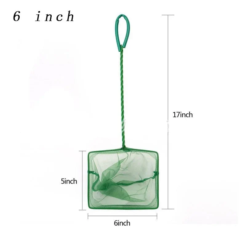 Tragbares Fischnetz mit langem Griff, quadratisches Aquarium-Zubehör, Aquarium-Kescher, Fischernetz, Fischschwimmende Objekte, Reinigungswerkzeug