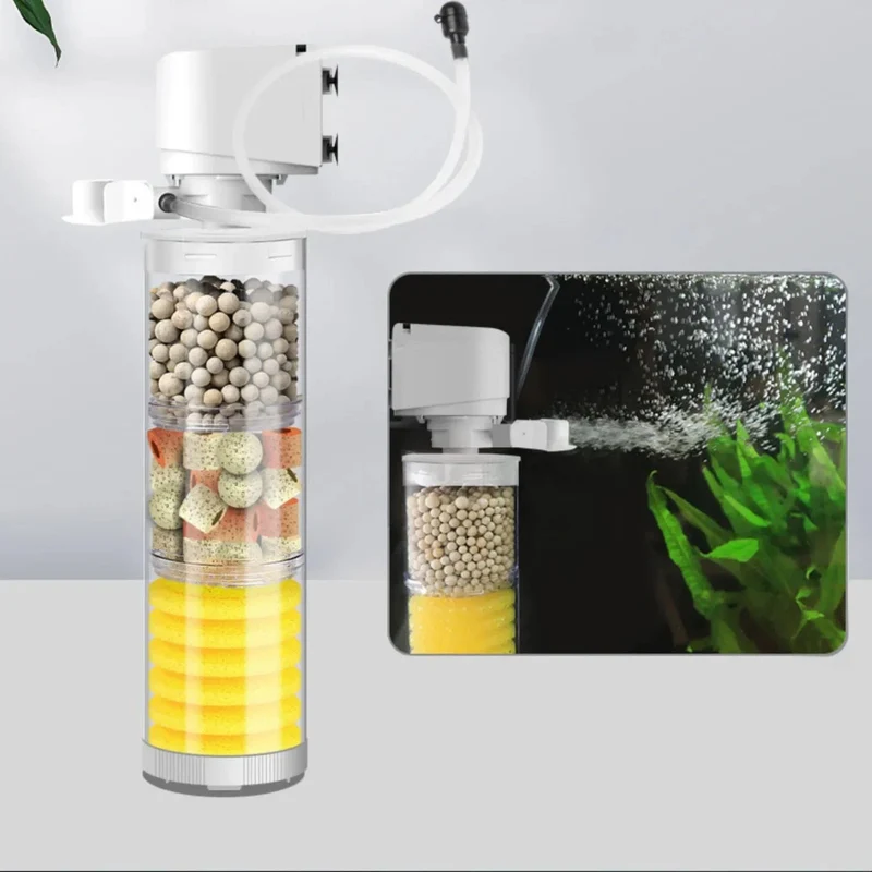 220V 5-IN-1 Silent Filter für Aquarium Schildkröte Aquarium Tauchwasserpumpe Schwammfilter Skimmer Wellen machen Zubehör