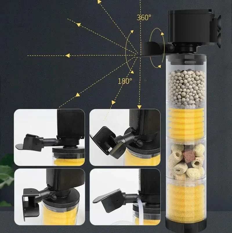 220V 5-IN-1 Silent Filter für Aquarium Schildkröte Aquarium Tauchwasserpumpe Schwammfilter Skimmer Wellen machen Zubehör