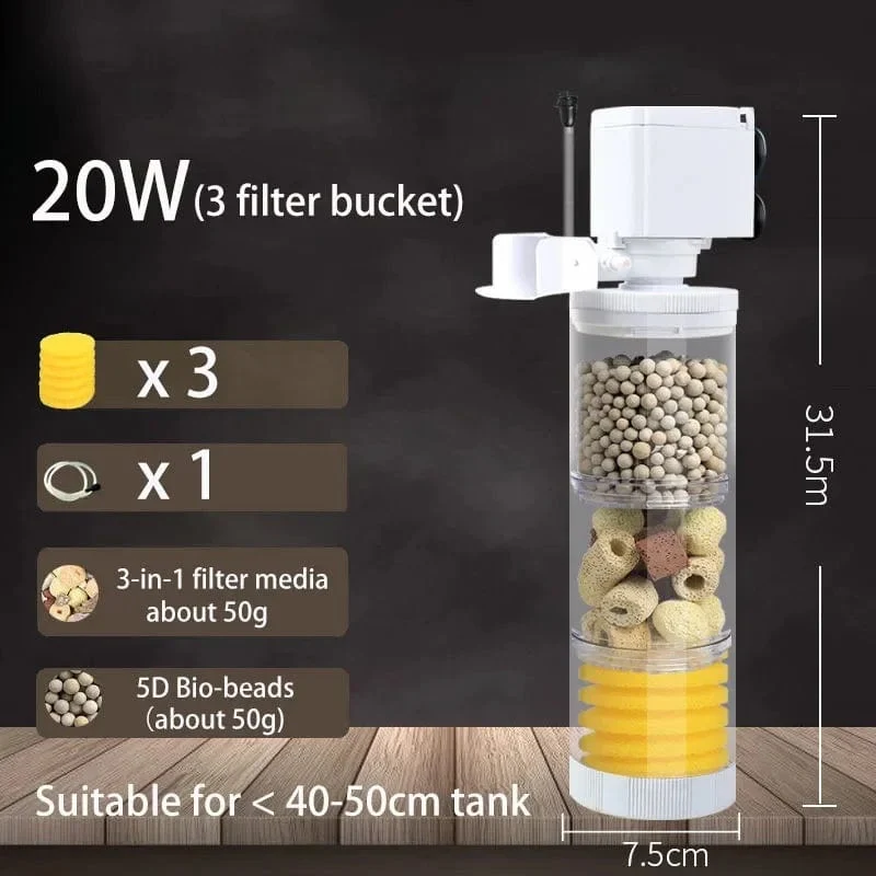 220V 5-IN-1 Silent Filter für Aquarium Schildkröte Aquarium Tauchwasserpumpe Schwammfilter Skimmer Wellen machen Zubehör